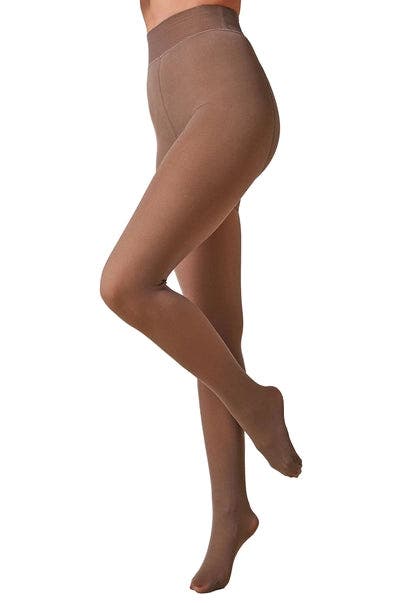 Sheer Fleece Lined Tights - NUDE