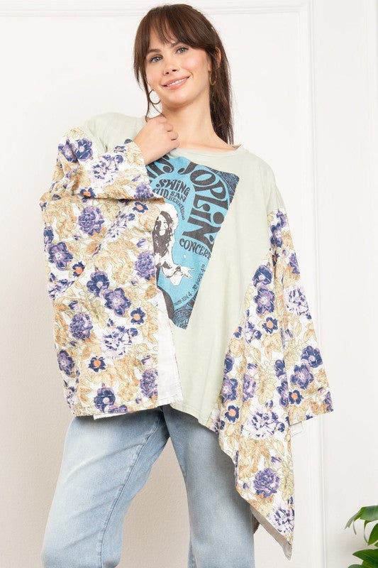 Janis Print Quilted Poncho