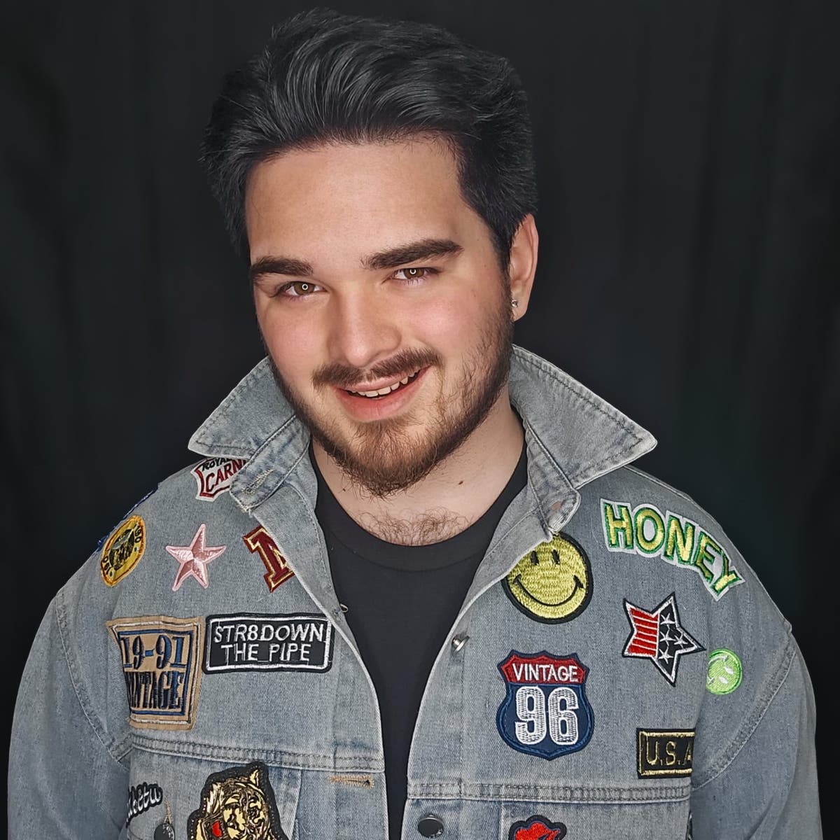 Patched Denim Jacket - Denim