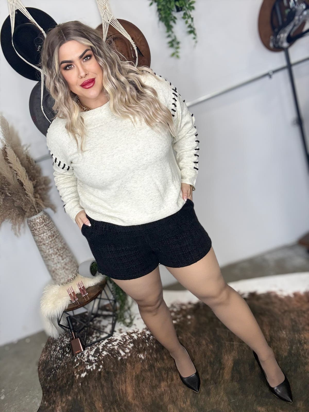 Sheer Fleece Lined Tights - NUDE
