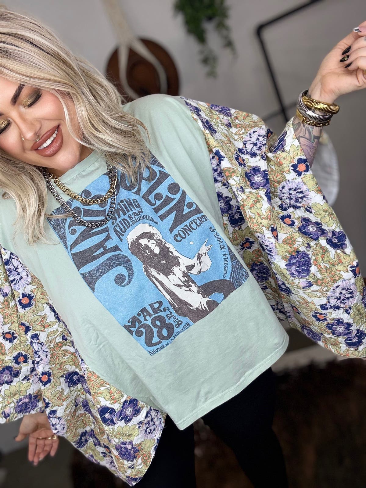 Janis Print Quilted Poncho