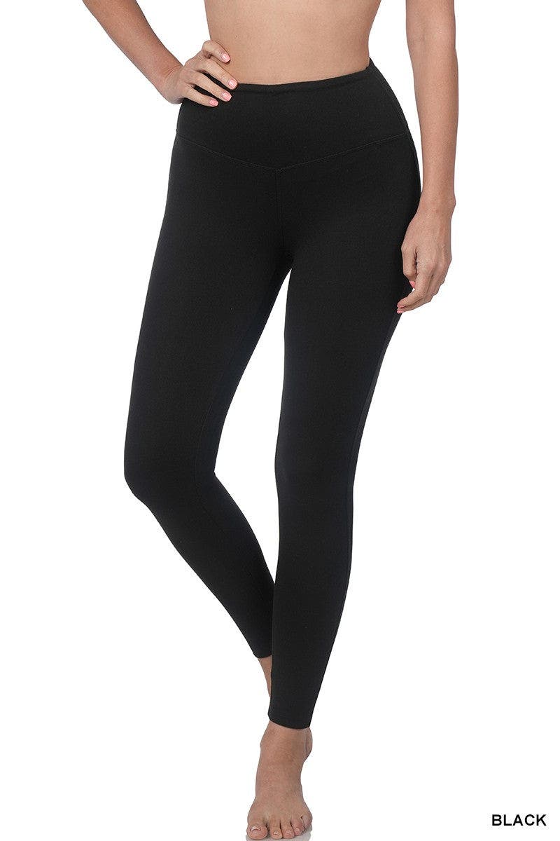 Lucy Microfiber Full Length Leggings - BLACK