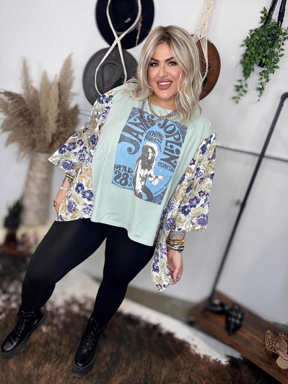 Janis Print Quilted Poncho