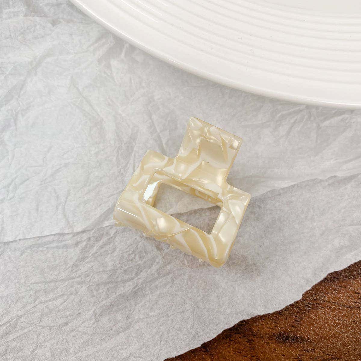 Mini Square Claw Clip - OFF WHITE