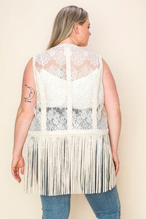 SALE* Lace Suede Fringe Vest - PLUS SIZE ONLY *Final Sale*