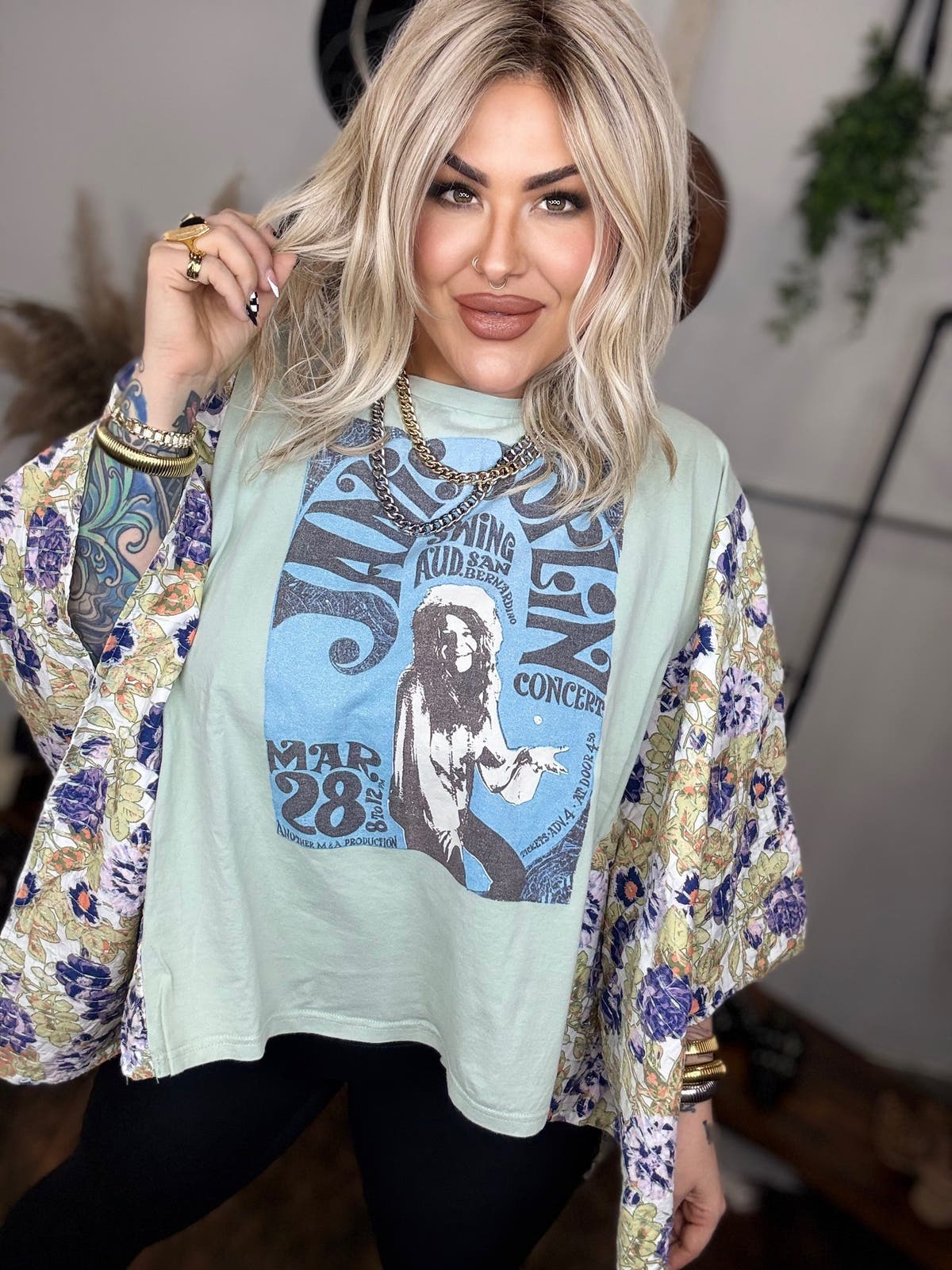 Janis Print Quilted Poncho