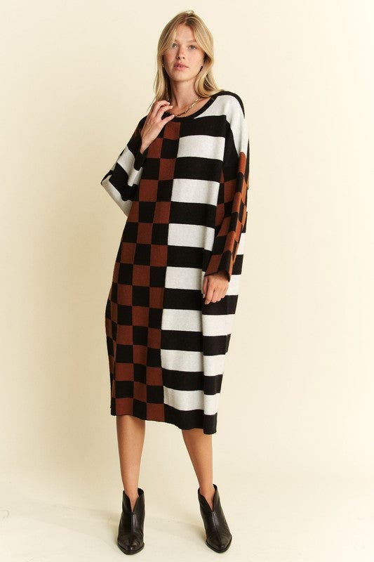 oversized striped sweater dress Noisy May oversize knitted sweater dress in black & cream stripe