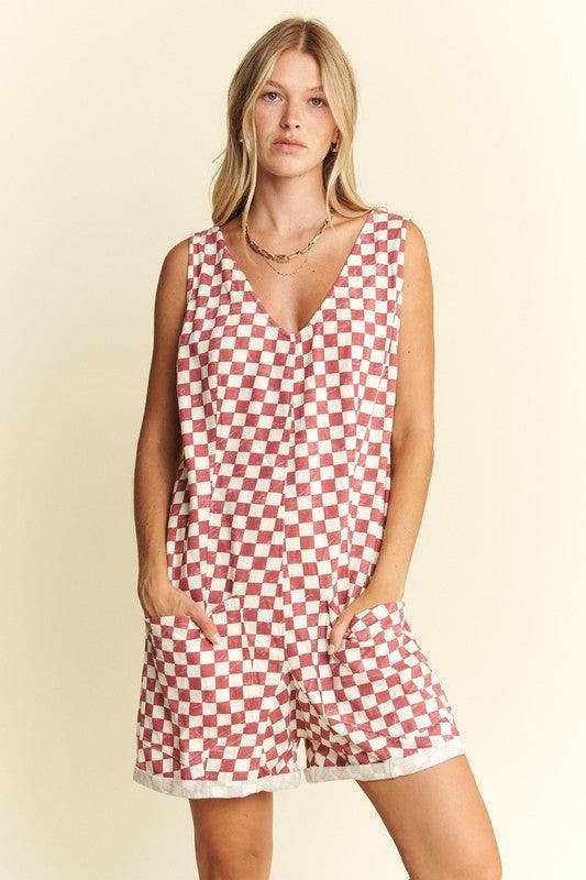 SALE* Plaid Print Romper - RED *Final Sale*