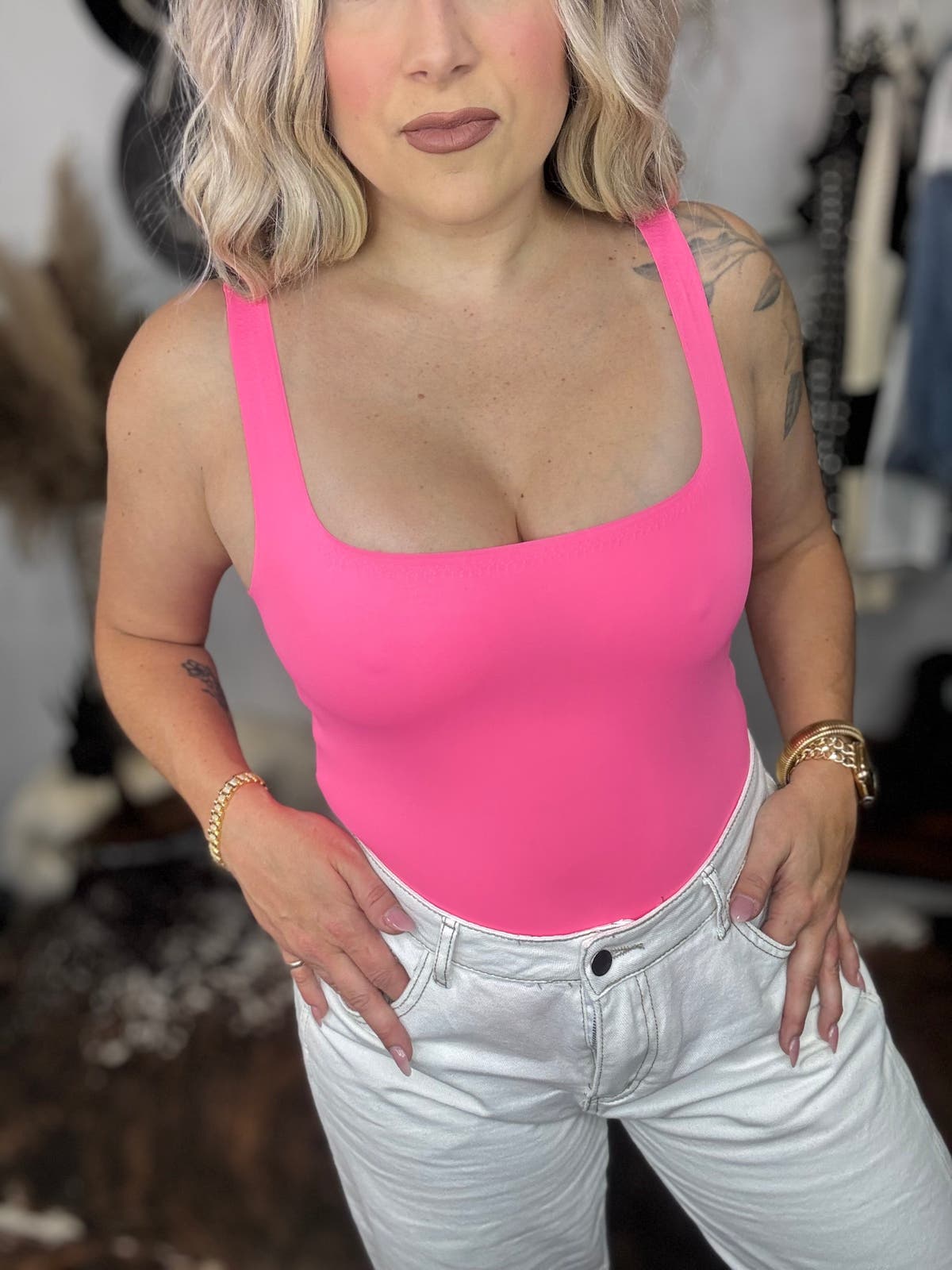 Double Layer Sealing Bodysuit - NEON PINK
