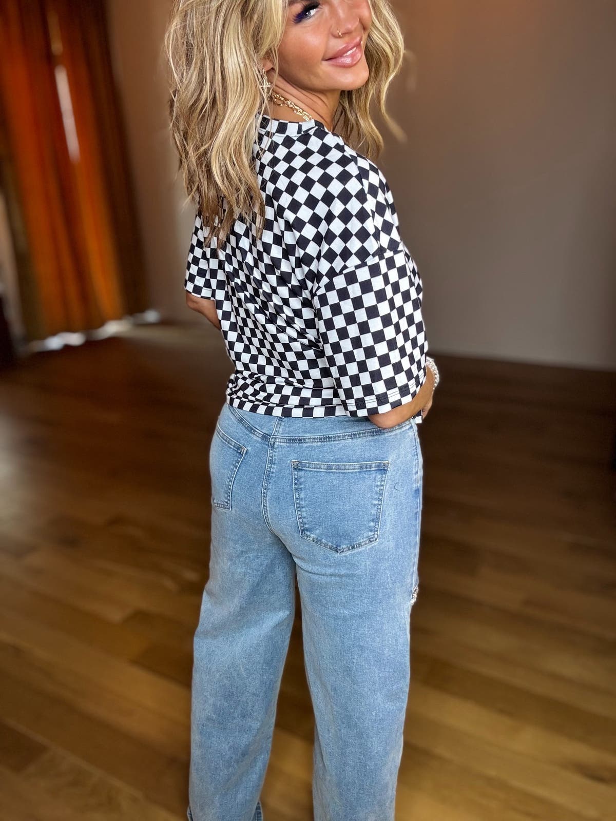Mid Rise Crystal Slit Bottom Denim Jeans
