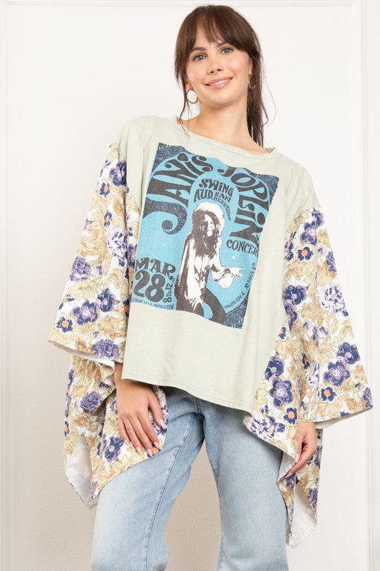 Janis Print Quilted Poncho