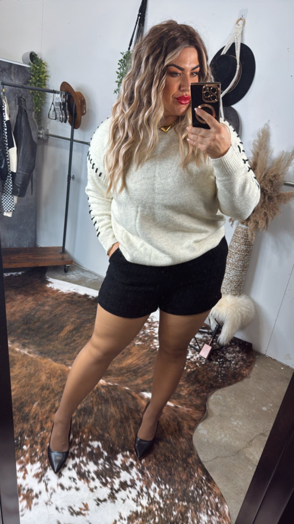 Sheer Fleece Lined Tights - NUDE