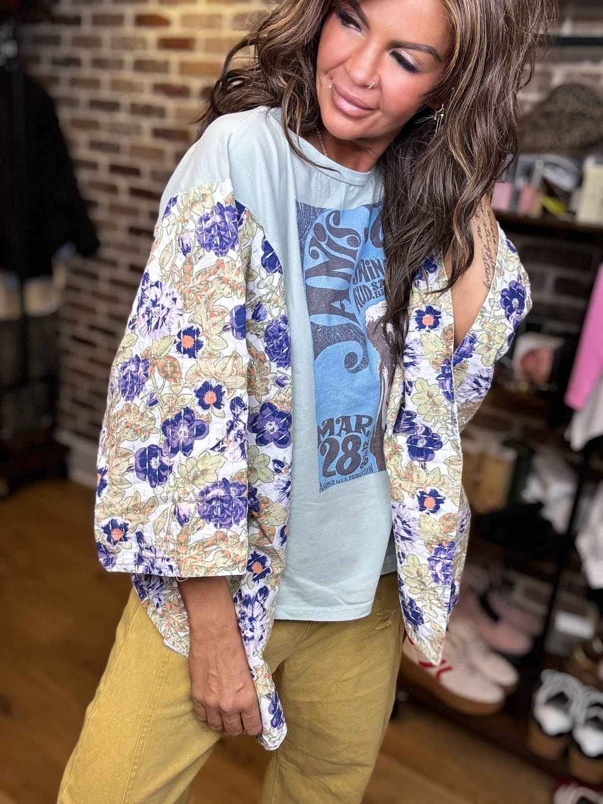 Janis Print Quilted Poncho