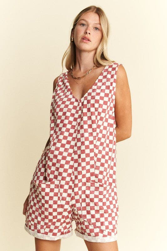 SALE* Plaid Print Romper - RED *Final Sale*