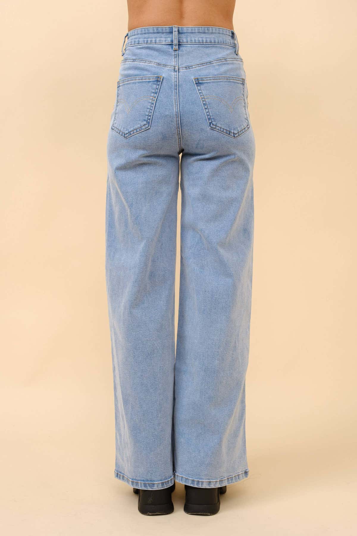 Mid Rise Crystal Slit Bottom Denim Jeans