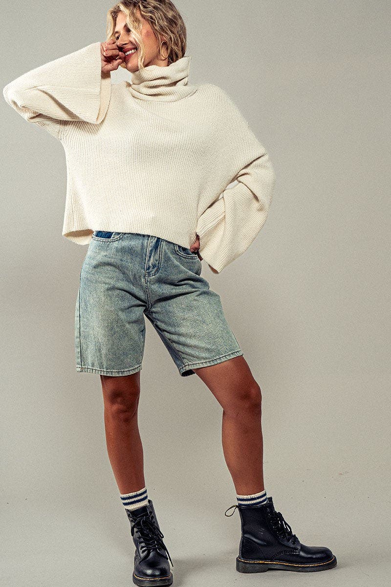 SALE* Turtleneck Bell Sleeve Crop Sweater *Final Sale*