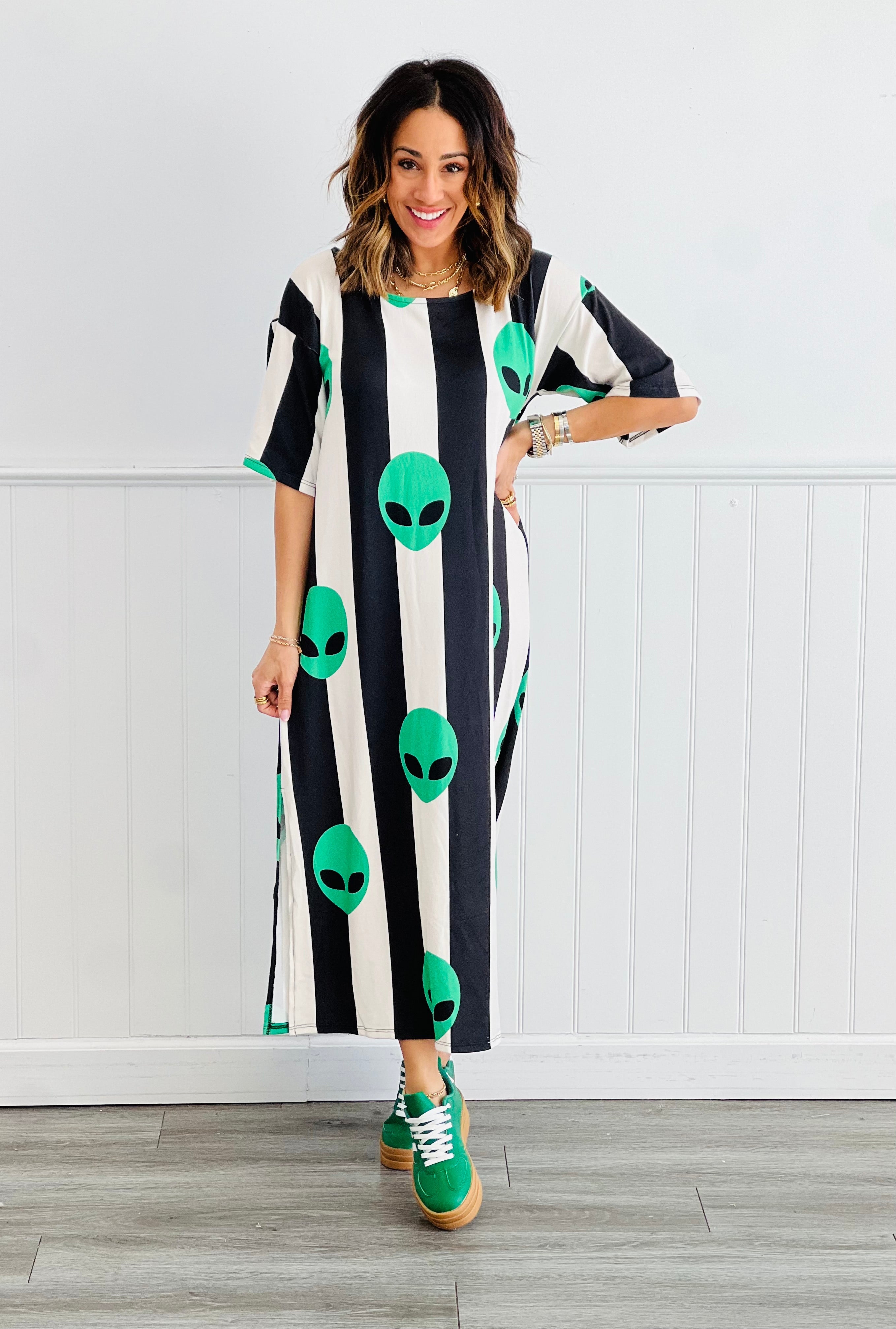 slim fit dress slacks Lewisa Maxi Dress Green Stripe