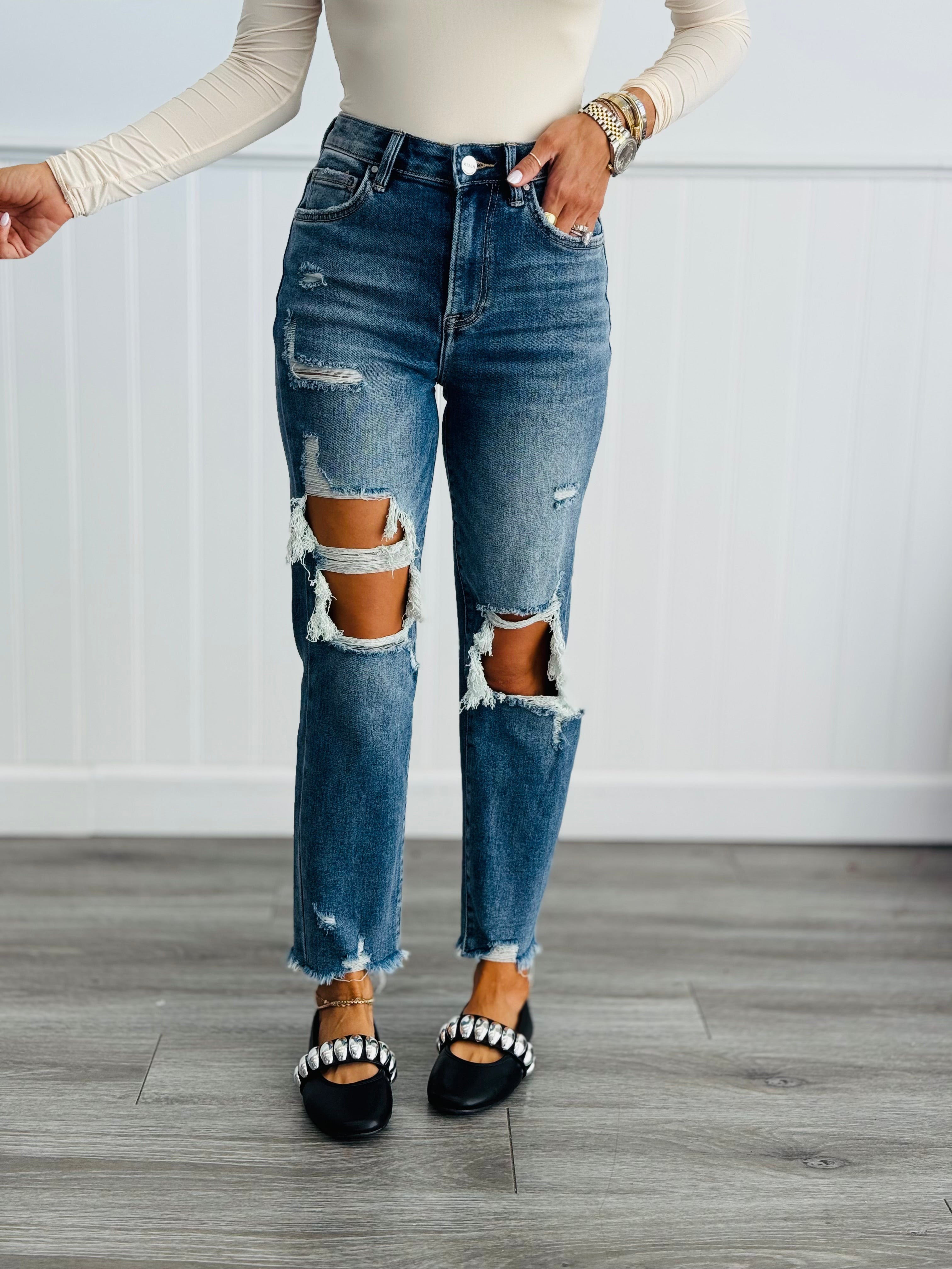 Judy Blue High Waist Tummy Control Destroy Flare Black Denim Jeans...