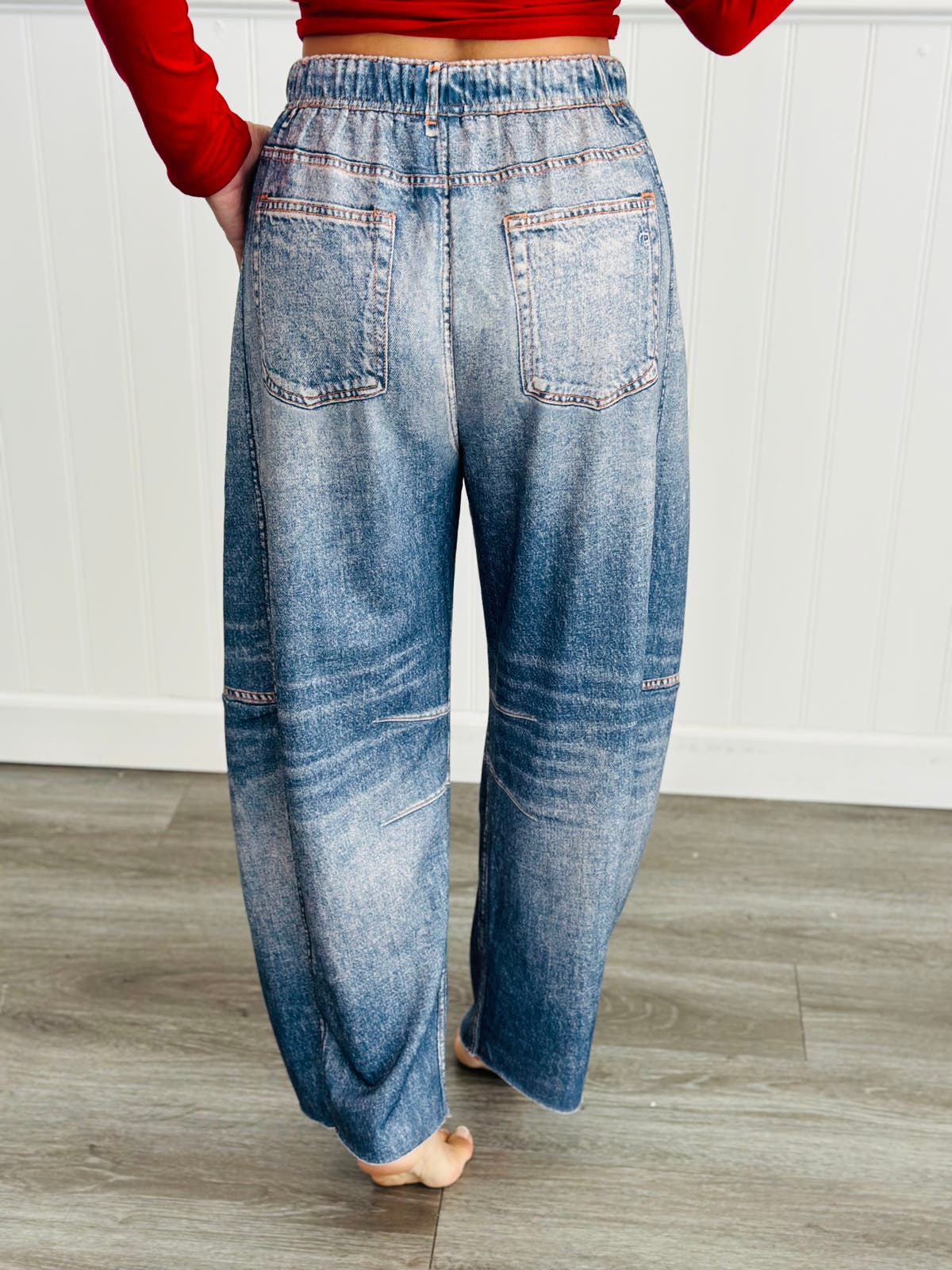Illusion Faux Denim Barrel Pants (Reg Plus) Walker Rose Boutique
