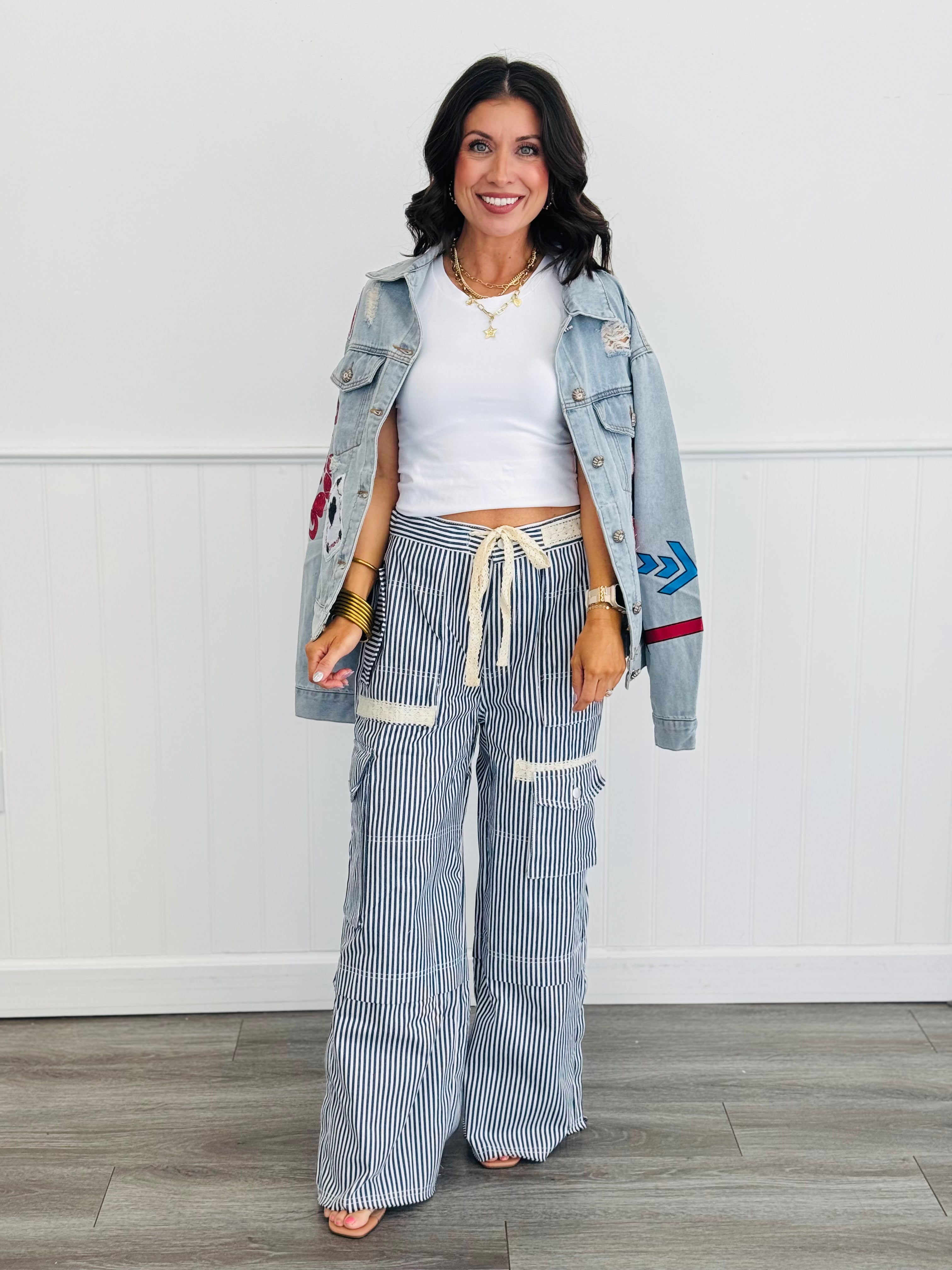 【in a row】Bell Wide Cargo Pants Juniors' Tinseltown Ripstop Baggy Cargo Pants
