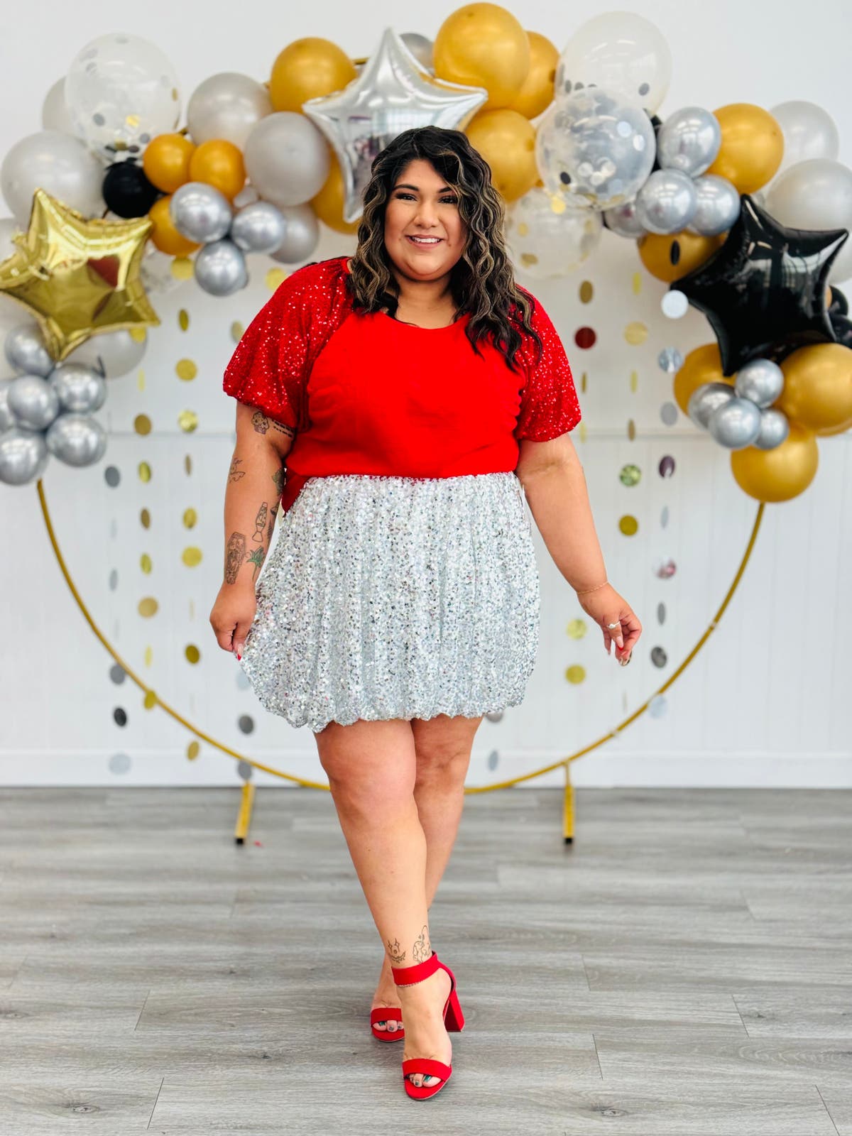 Sequin Bubble Mini Skirt Plus)- Colors Walker Rose - Main Image