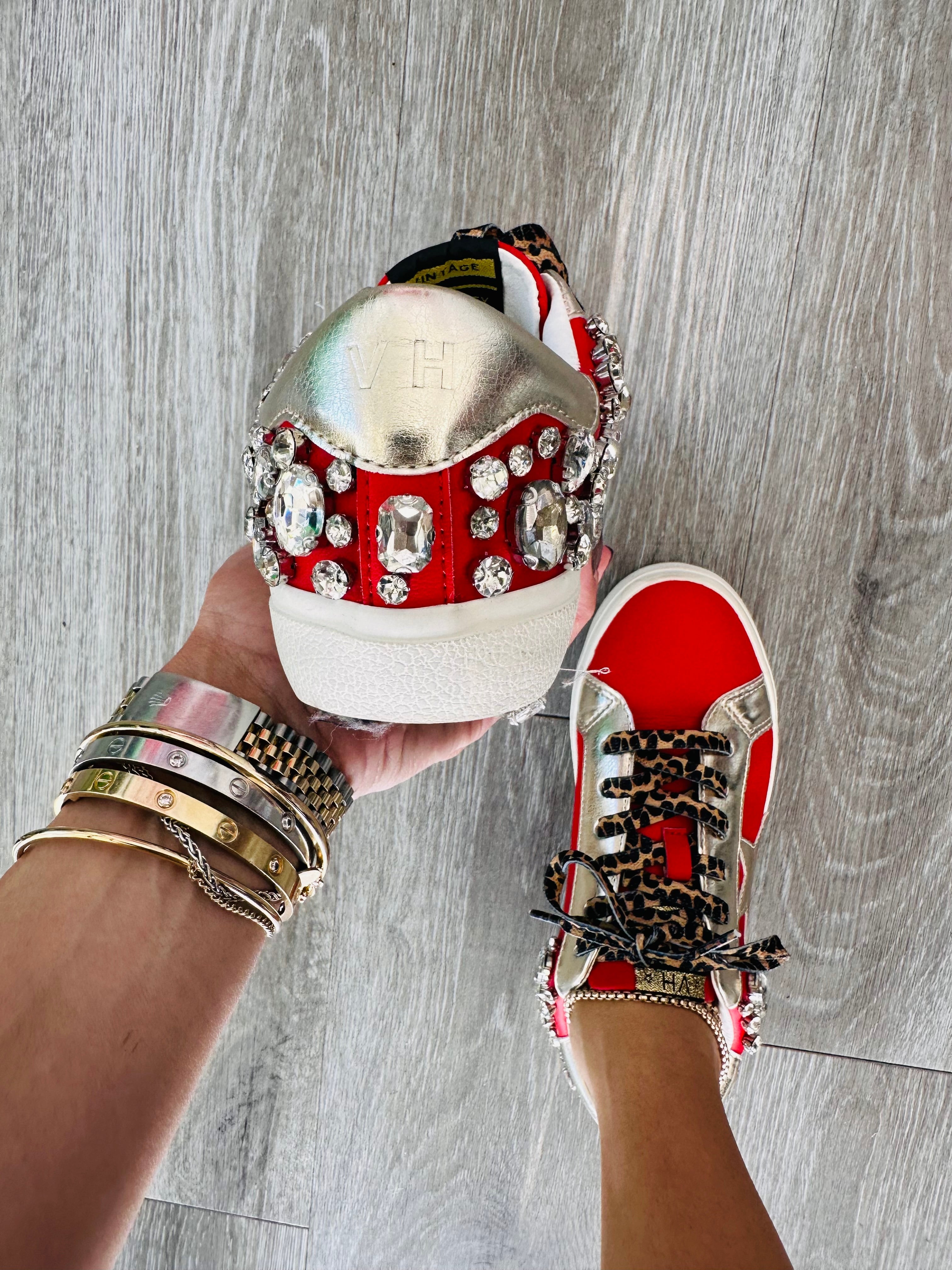 VH x WR Red Born To Shine Crystal Sneakers | Walker Rose Boutique