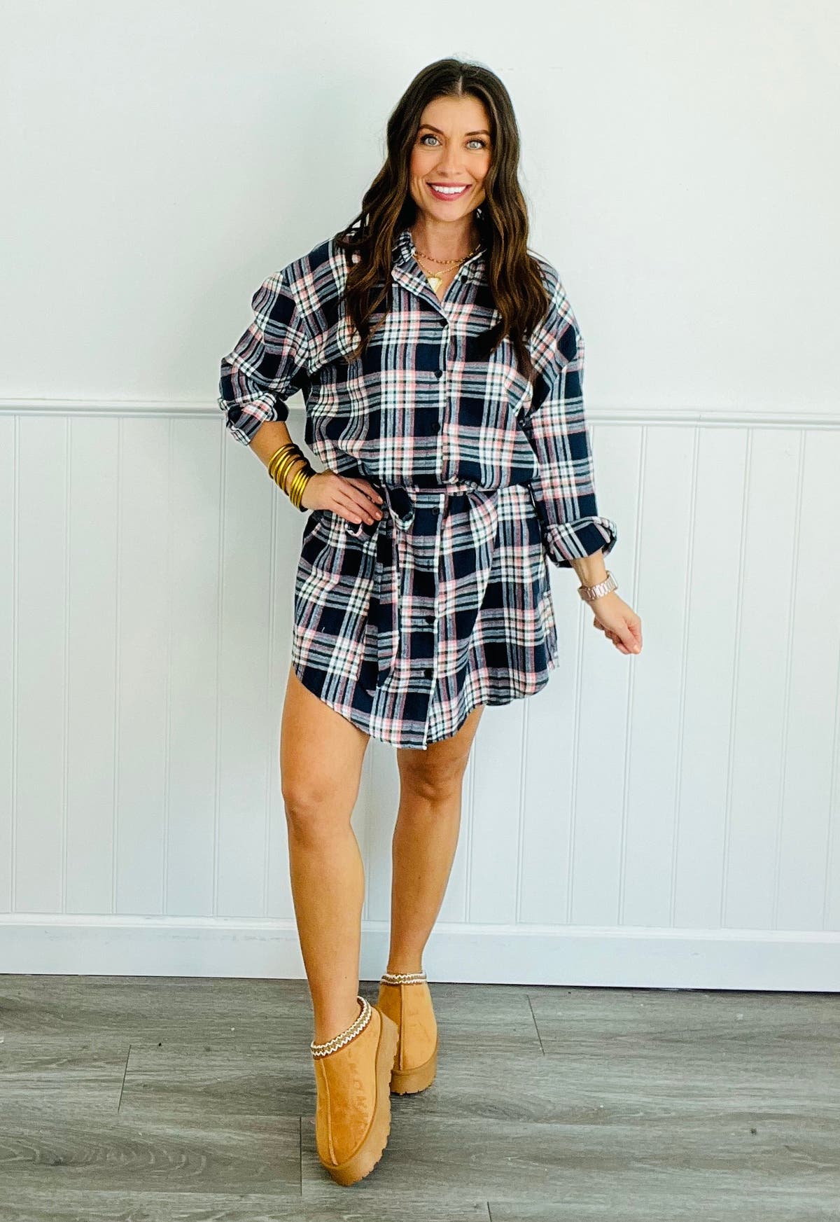 flannel mini dress Cranberry Spice Flannel Mini Dress In Hunter Green S / hunter-green